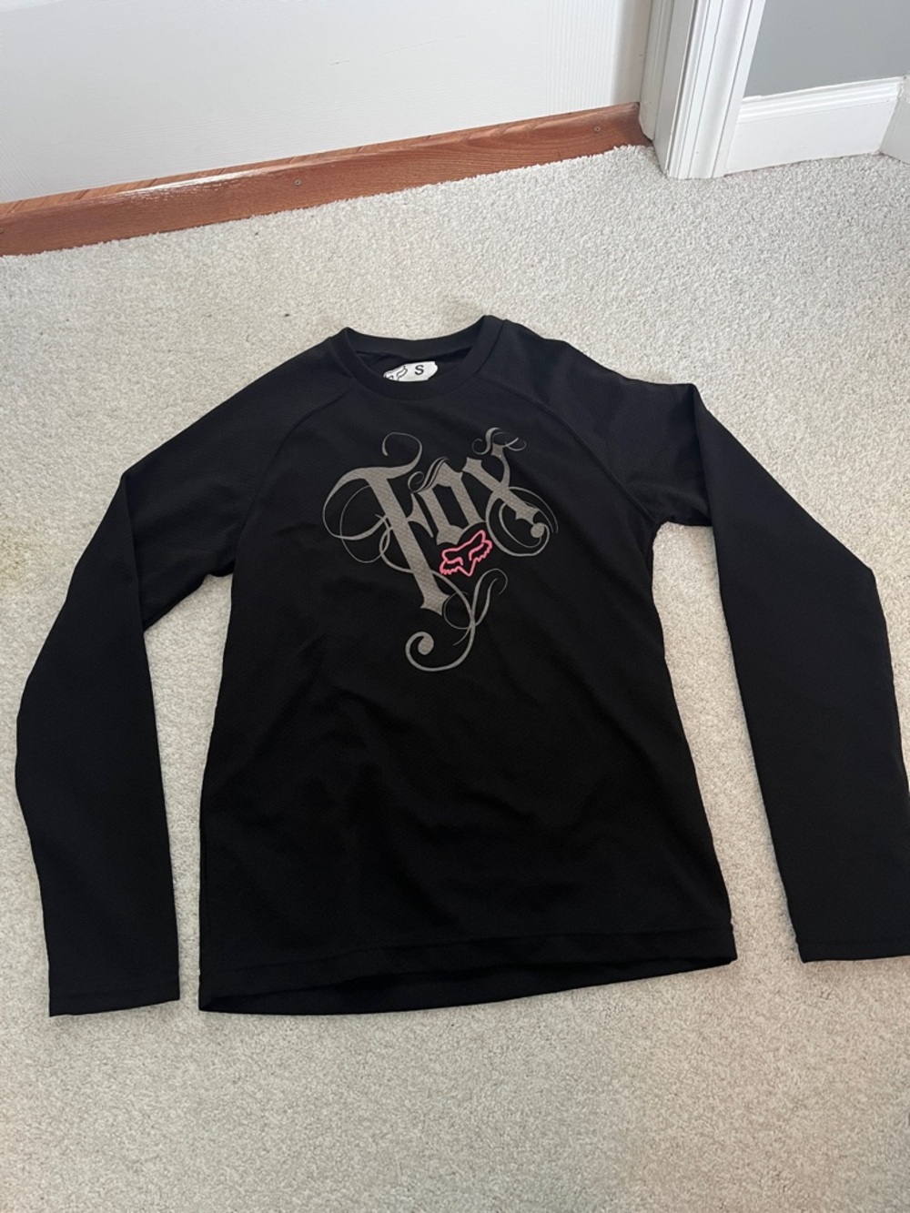 Fox Black Long Sleeve Performance Tee with Pink Logo